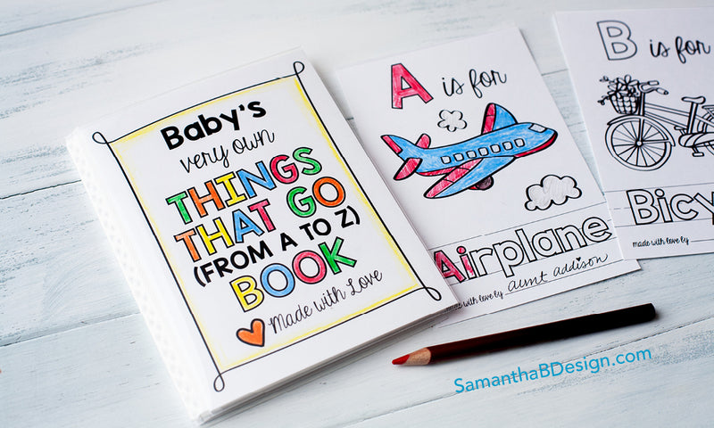 ABC Book Baby Shower Activity for the Trains, Trucks, and Transportation Lovers PLUS Bring a Book Insert Card Free Printable