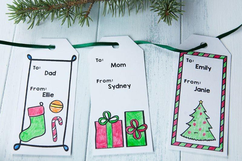 Free Download | Personalized Christmas Gift Tags for the Kids to Color