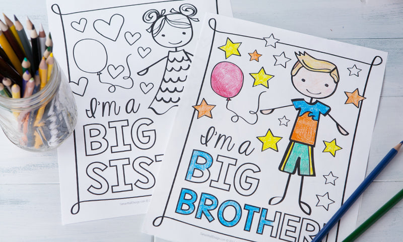 Free Download | Big Sister and Big Brother New Baby Coloring Sheets