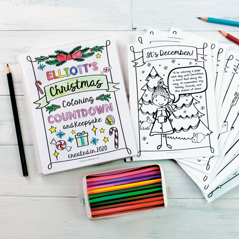 Printable Christmas Countdown Journal that kids color a page or activity each day until Christmas day.
