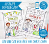 Super Scientist Personalized Birthday Party Boy and Girl Coloring Sheet Activity