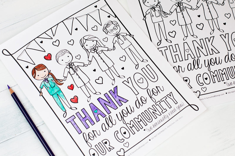 Free Download | Thank You Appreciation Coloring Sheet for Nurses, Doctors, and Medical Staff
