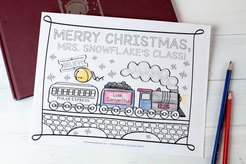 Personalized Holiday Coloring Sheets for a Class Party