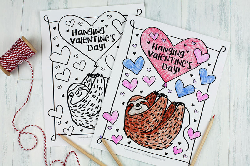 Free Download | Sloth Valentine's Day Coloring Sheet |Great class party idea!