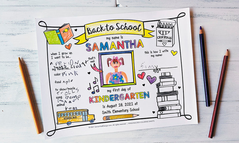 Free Printable Back to School Sign to Color (A Keepsake for the First Day of School!)