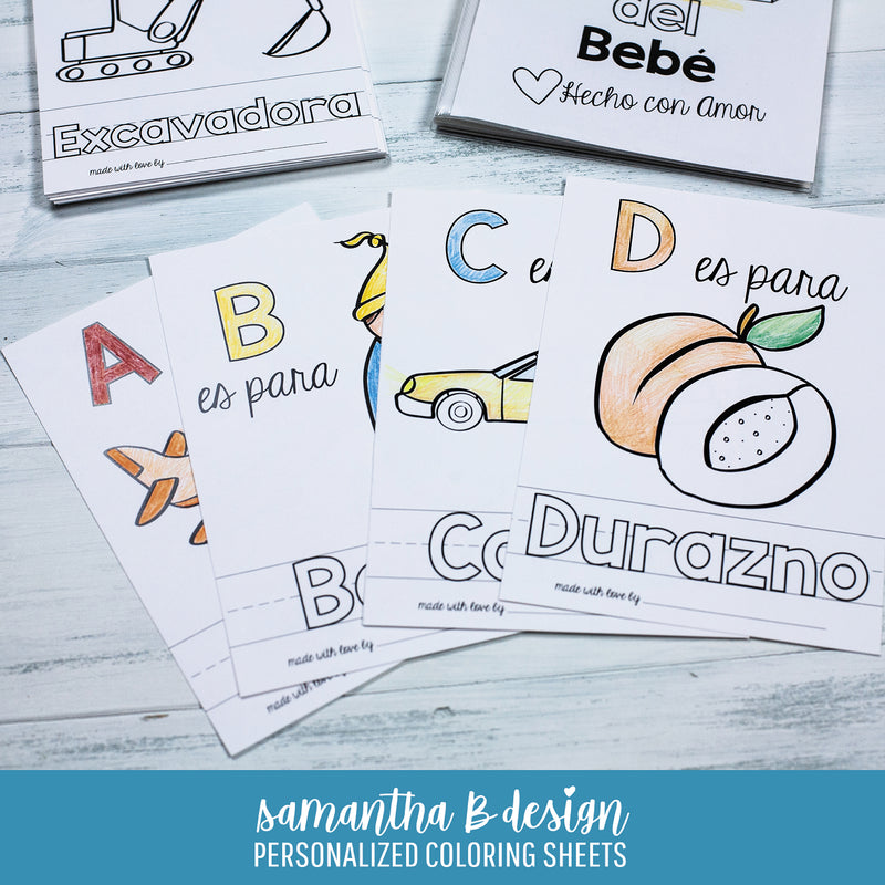 Spanish ABC Book Baby Shower Activity, PDF Download (En Español)