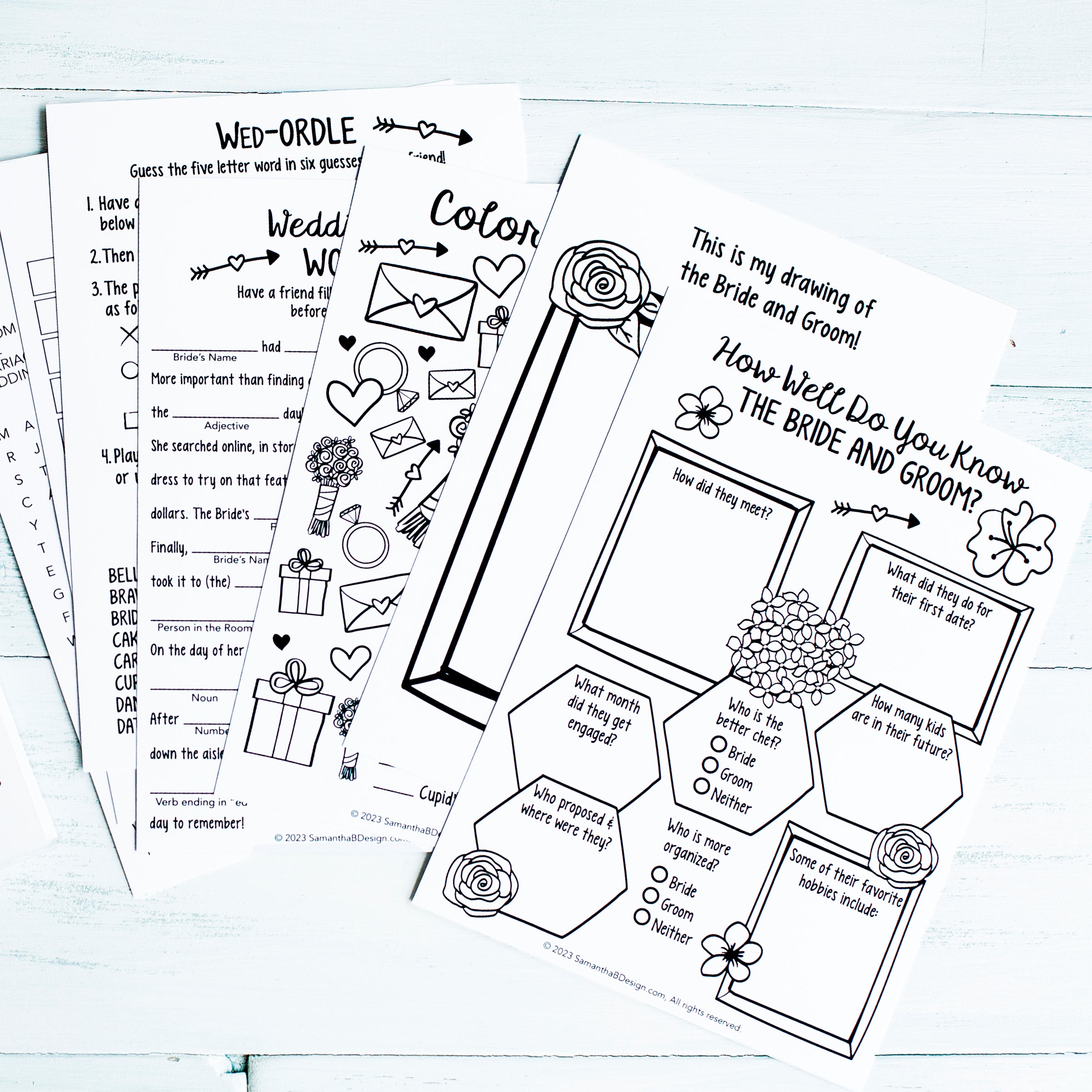 Wedding Activity Book for Wedding Reception or Event, Personalized & P