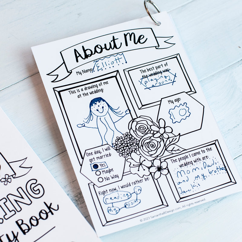 Wedding Coloring Book, Wedding Reception Activity Keepsake Book or Wed –  Samantha B Design