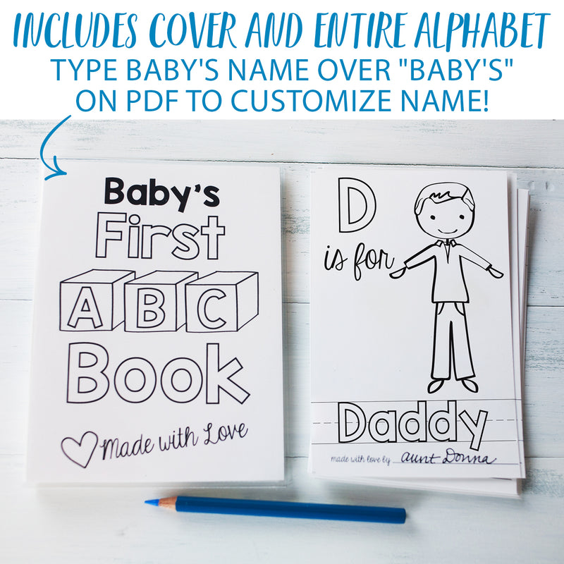 ABC Book Printable PDF Download with Family Pack | 4x6" Final Size