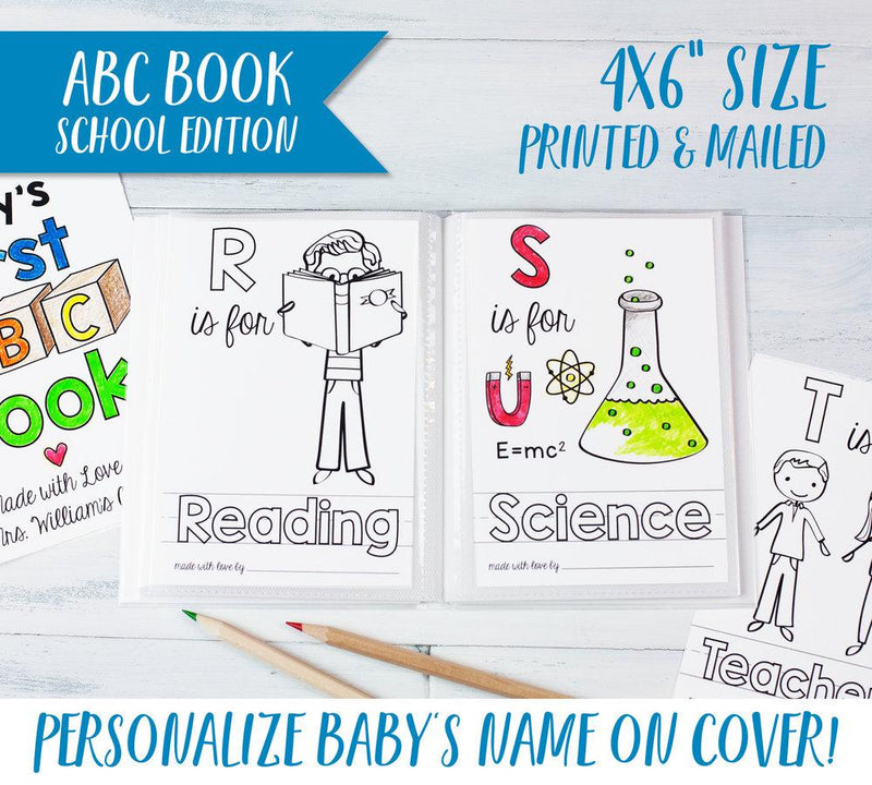 School Theme ABC Book Printed with Album - 4x6" Final Size