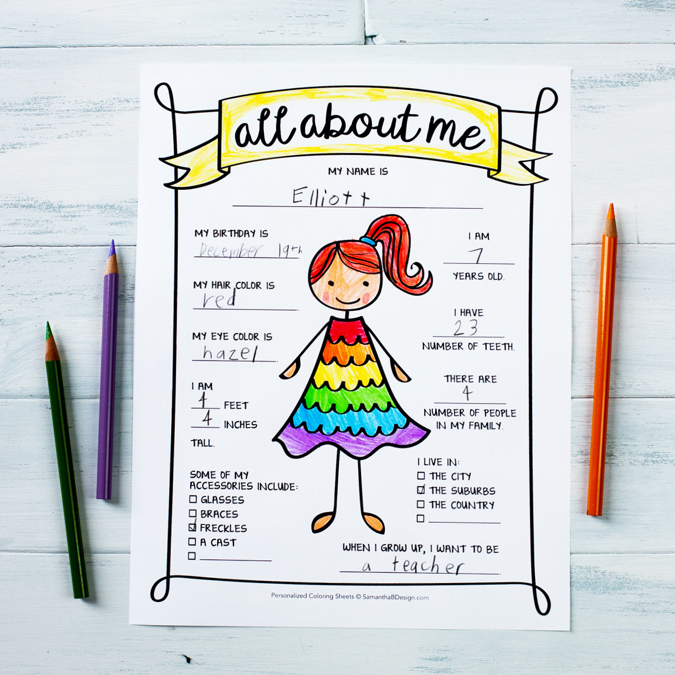 Kid’s All About Me Journal Keepsake | PDF Download | 8.5x11" Final