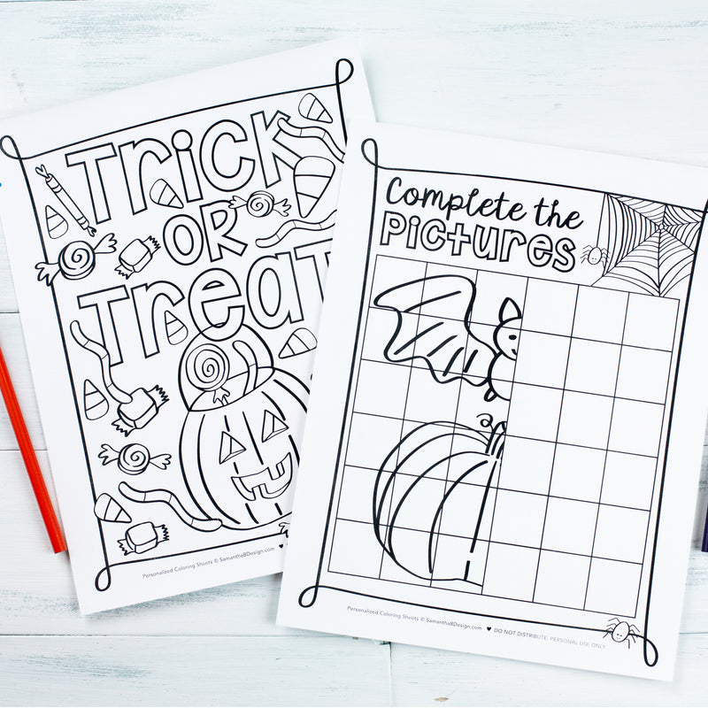 Personalized Halloween Kid's Printable Coloring Pages